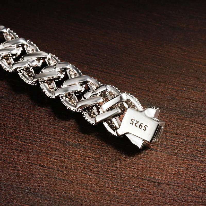 KNOBSPIN 8mm Cuban Bracelet 100% s925 Sterling Silver Plated Lab Diamond