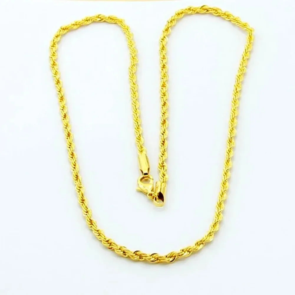 Hot y2k 18K Gold Necklace 4MM Rope Electroplating Chain