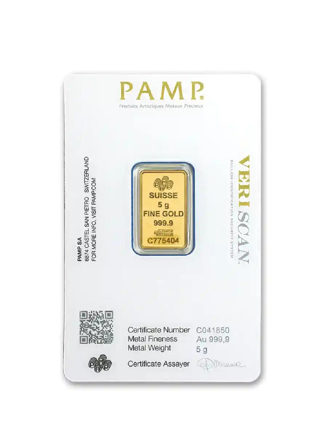 5Gram PAMP Gold Bar (in assay)