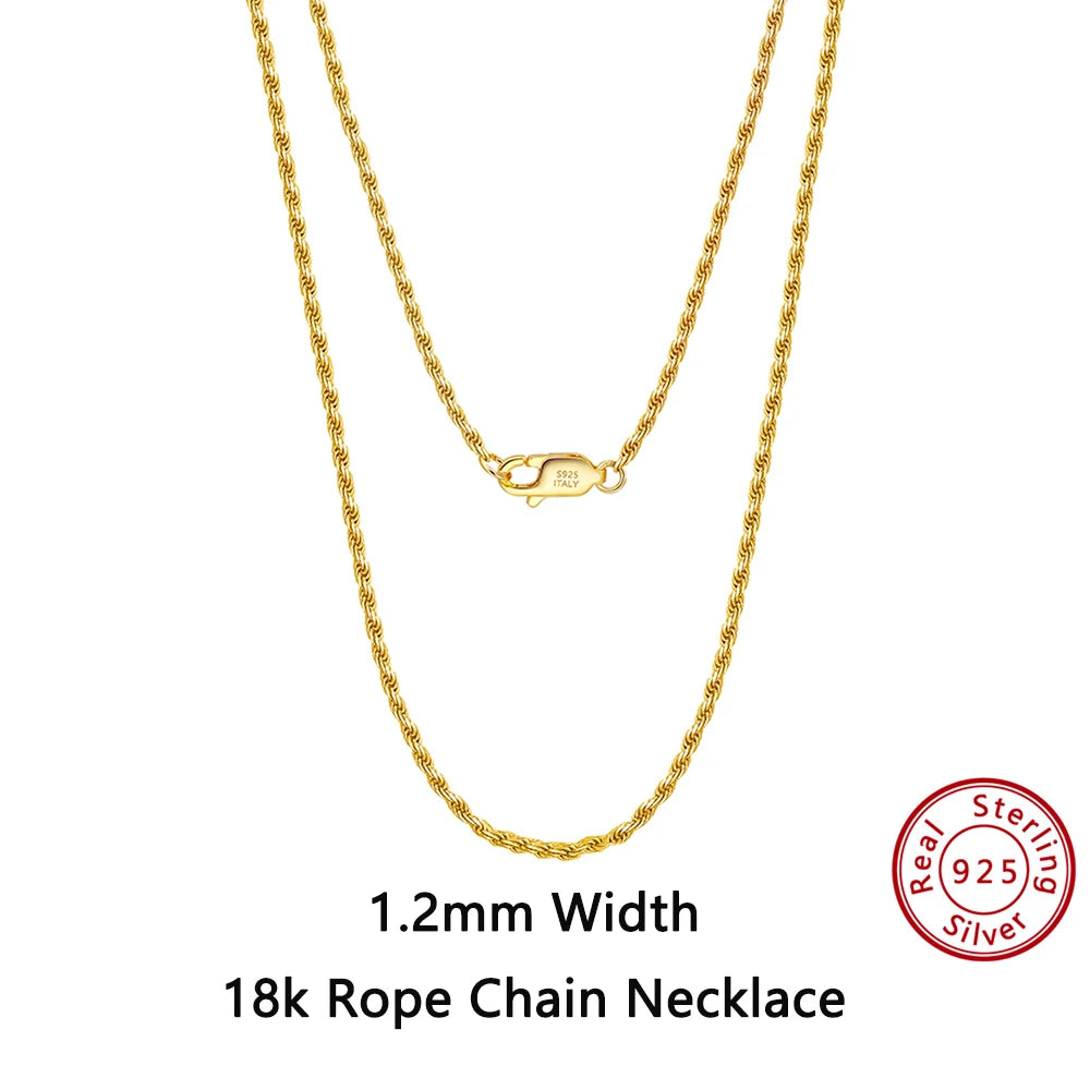 ORSA JEWELS Italian 925 Sterling Silver Rope Chain Necklaces 14K 18K Gold Plated