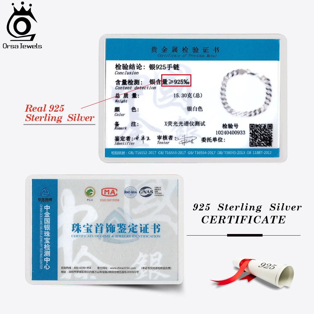 ORSA JEWELS Silver 925 Diamond-Cut Cuban Bracelet for Women Men 3.6/5/7mm