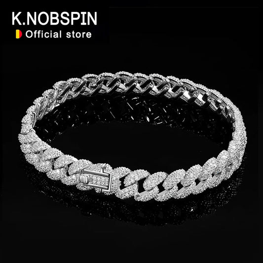 KNOBSPIN 8mm Cuban Bracelet 100% s925 Sterling Silver Plated Lab Diamond