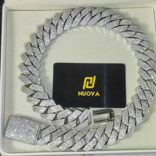 High Quality Lab Diamond Necklace 25mm 6 RowsCuban Link Chain For Men