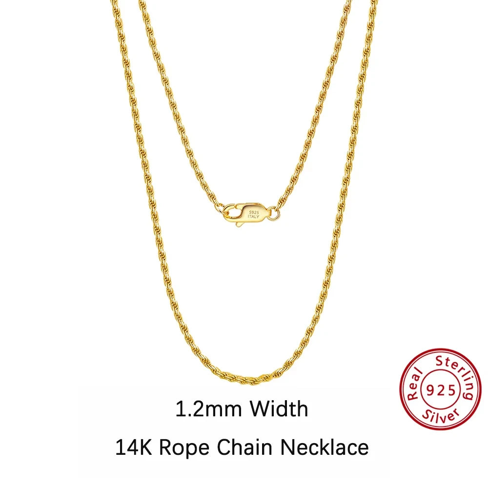 ORSA JEWELS Italian 925 Sterling Silver Rope Chain Necklaces 14K 18K Gold Plated