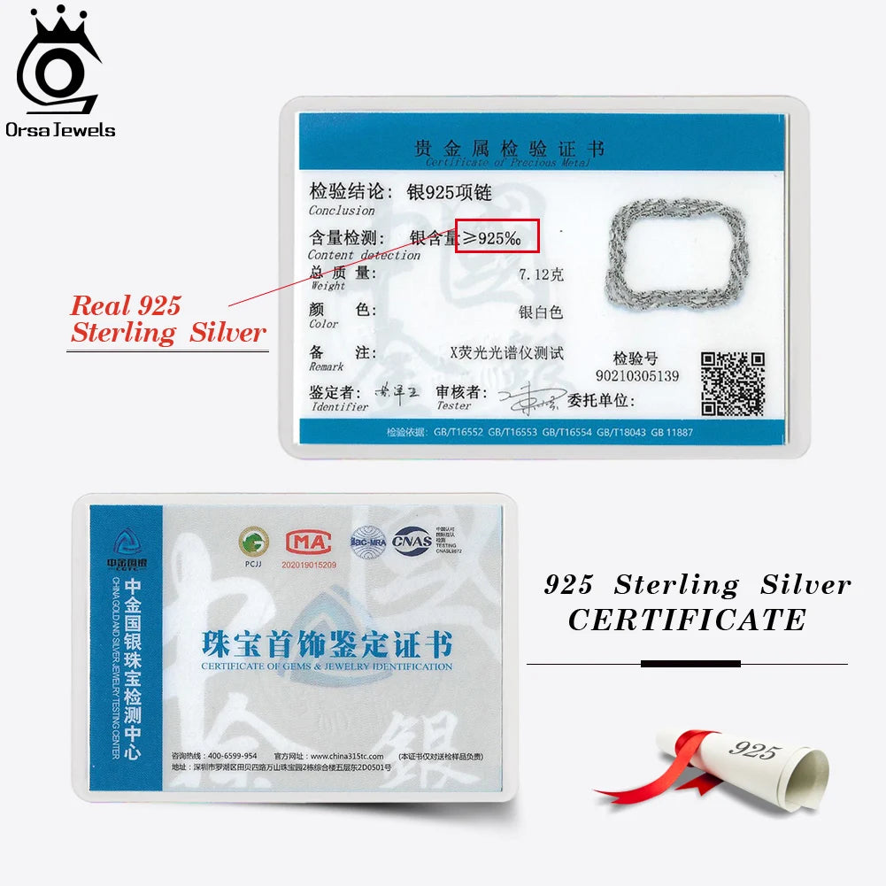 ORSA JEWELS Italian 925 Sterling Silver Rope Chain Necklaces 14K 18K Gold Plated