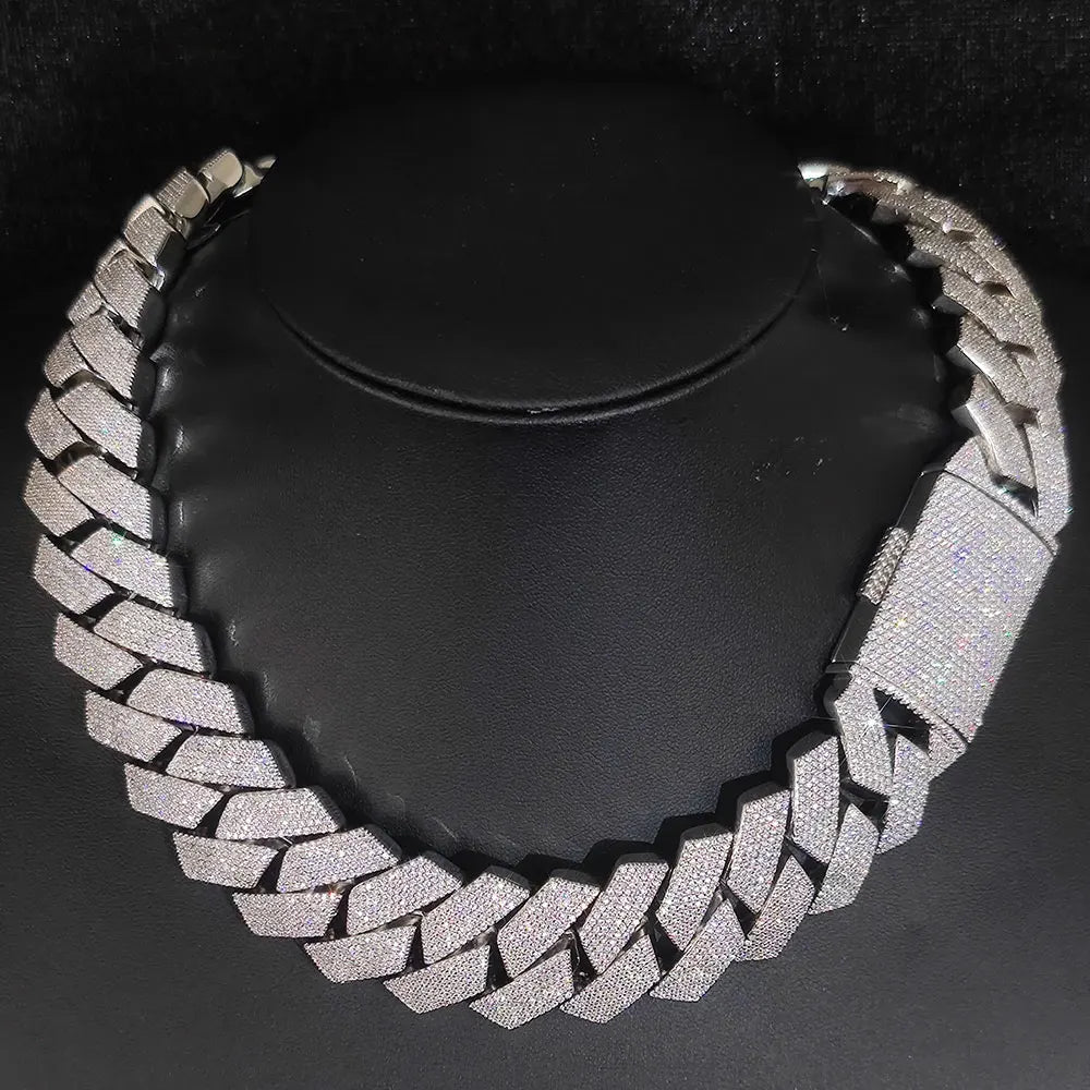 High Quality Lab Diamond Necklace 25mm 6 RowsCuban Link Chain For Men