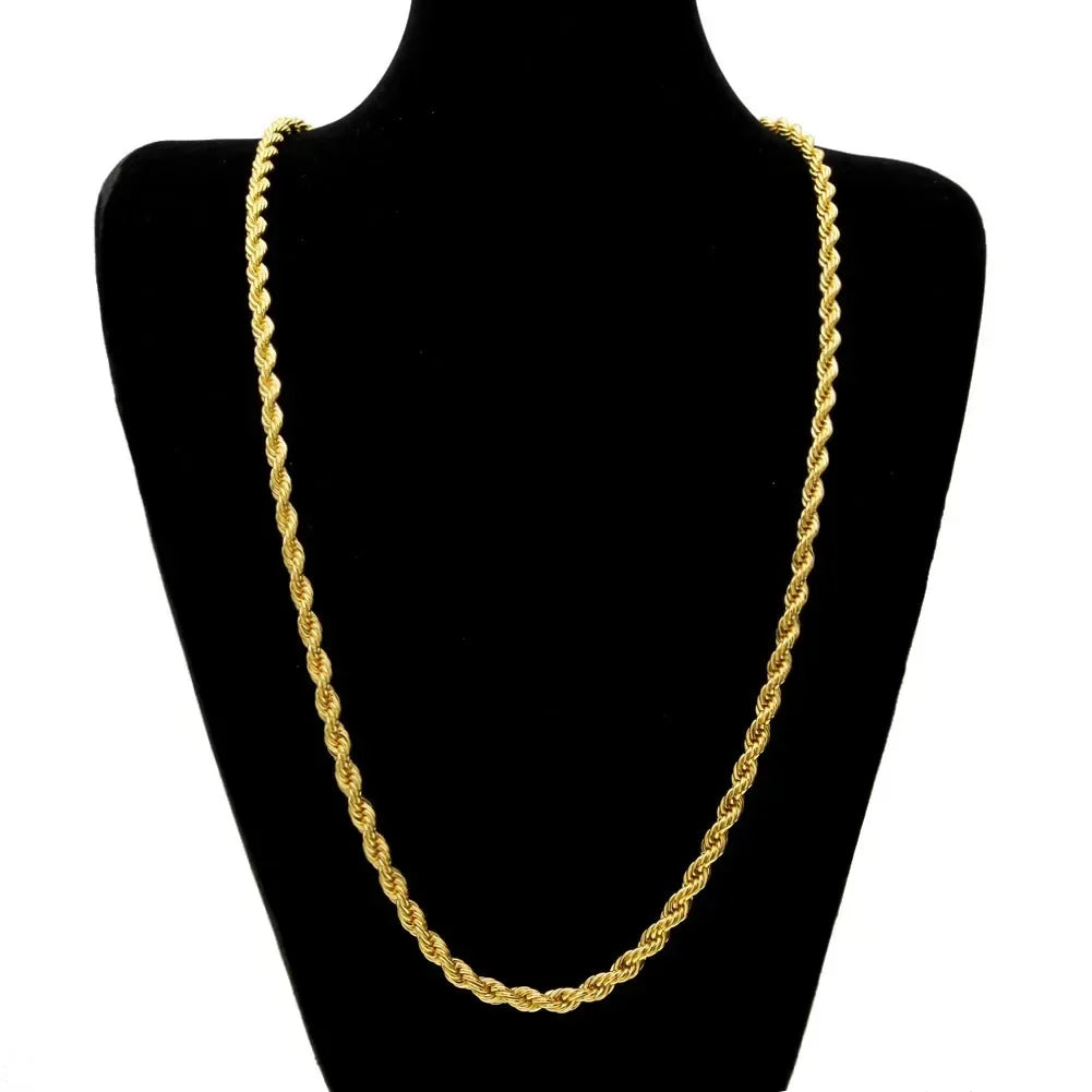 Hot y2k 18K Gold Necklace 4MM Rope Electroplating Chain