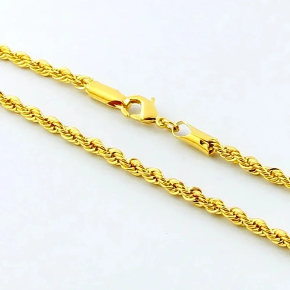 Hot y2k 18K Gold Necklace 4MM Rope Electroplating Chain
