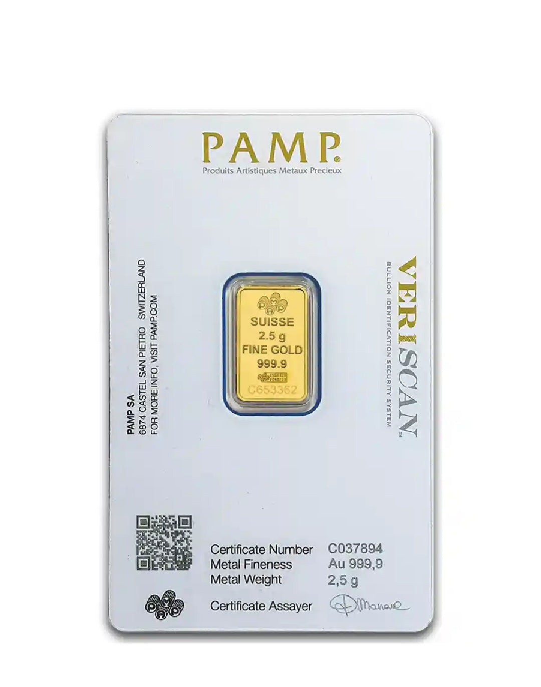 2.5 Gram PAMP Gold Bar (in assay)