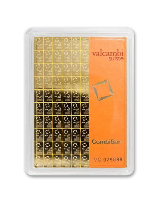 100gram Gold Breakaway Bars Valcambi in Assay